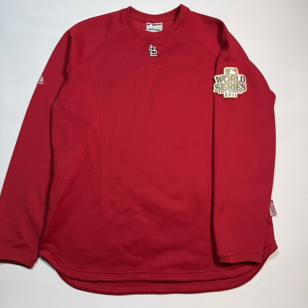 St. Louis Cardinals Sweatshirt Mens Large Red 2011 World Series MLB Majestic